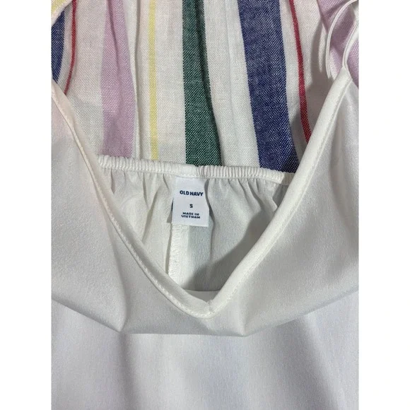 Old Navy Linen Blend Striped Button Down Shirt Dress with Slip Small Multi-Color - Picture 3 of 10